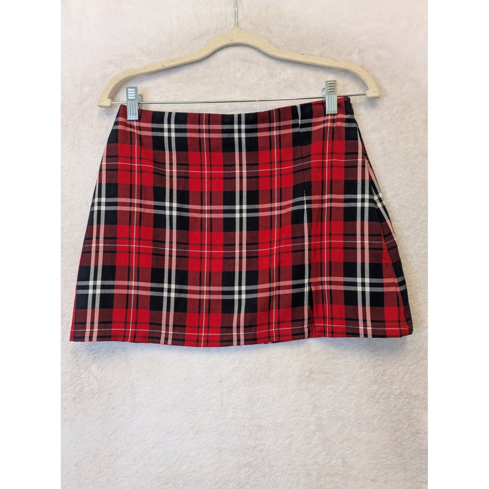 Sincerely Jules Women's Size S Red Plaid Mini Skort Side Zip Preppy Tartan NWOT